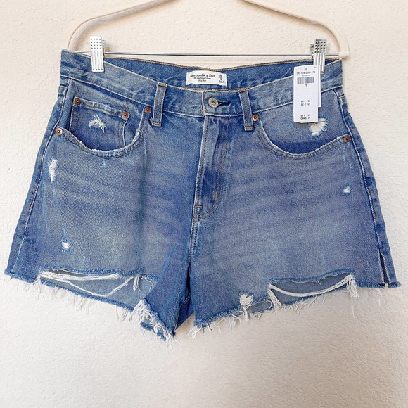 Abercrombie & Fitch Boyfriend Mid Rise Distressed Denim Shorts Size 29/8 - Picture 6 of 10